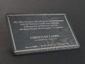 Visitenkarte aus Edelstahl – Lasergravur mit Damastlook